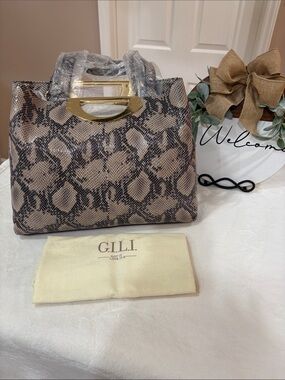NWT G.I.L.I. Exotic Embossed Leather Tote